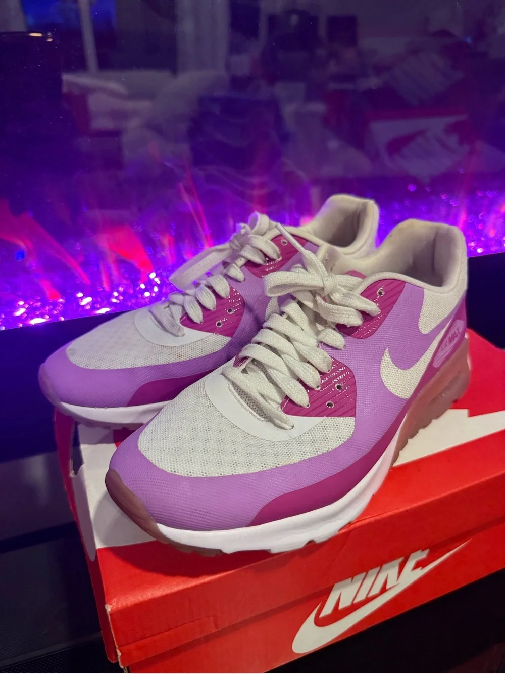 Nike Women's Pink and White Air Max Sneakers